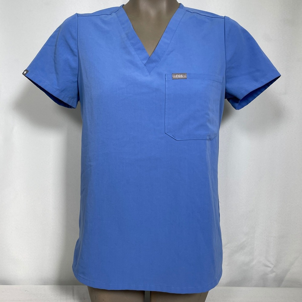 FIGS Technical Collection Catarina One Pocket Blue Scrub Top Women's XS